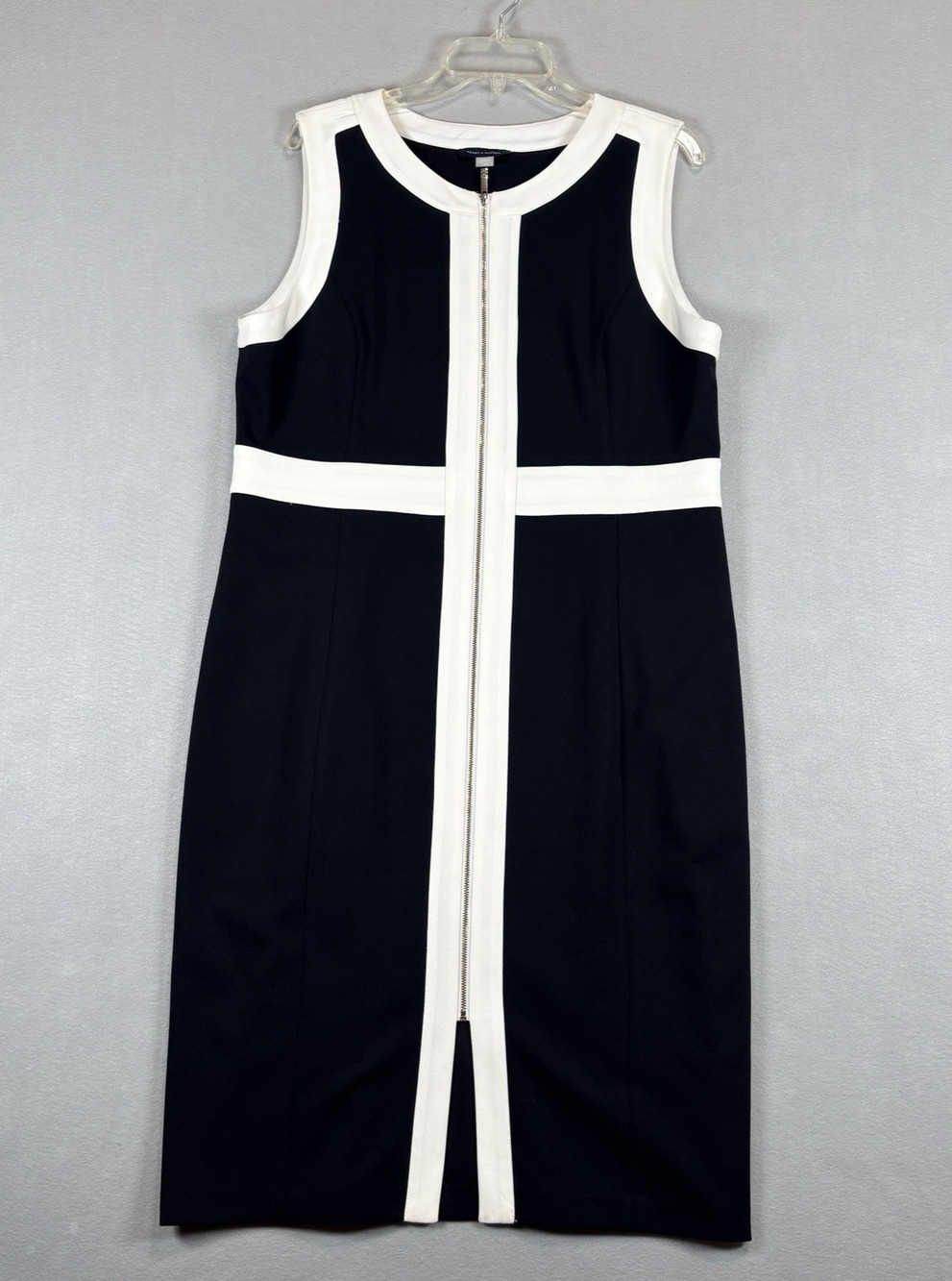 Tommy Hilfiger Women's Size 16 Black White Colorblock Sheath Dress